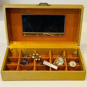 Fine Vintage Original Art Jewelry Dresser Box Gold Velvet JAPAN Made Antique